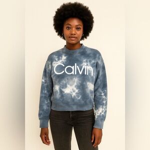 CALVIN KLEIN Blue Tie-Dye Women's Sweater